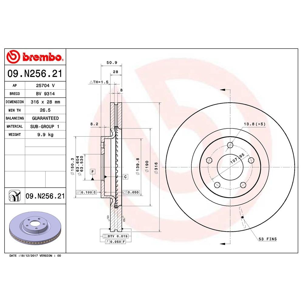 [BW汽材] 福特 FORD MONDEO 2.0 316面 Brembo 原廠煞車碟盤 前盤 一組2片-細節圖2