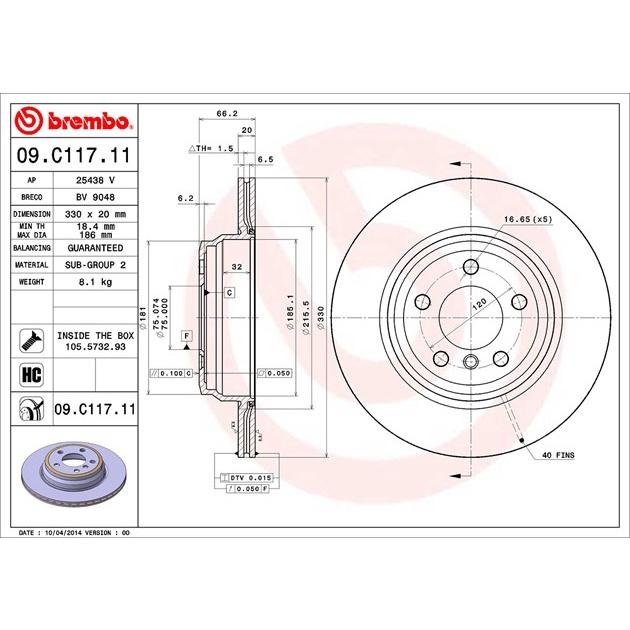 [BW汽材] BMW F30 F31 F34 F36 Brembo 原廠煞車碟盤 後盤 一組2片-細節圖3