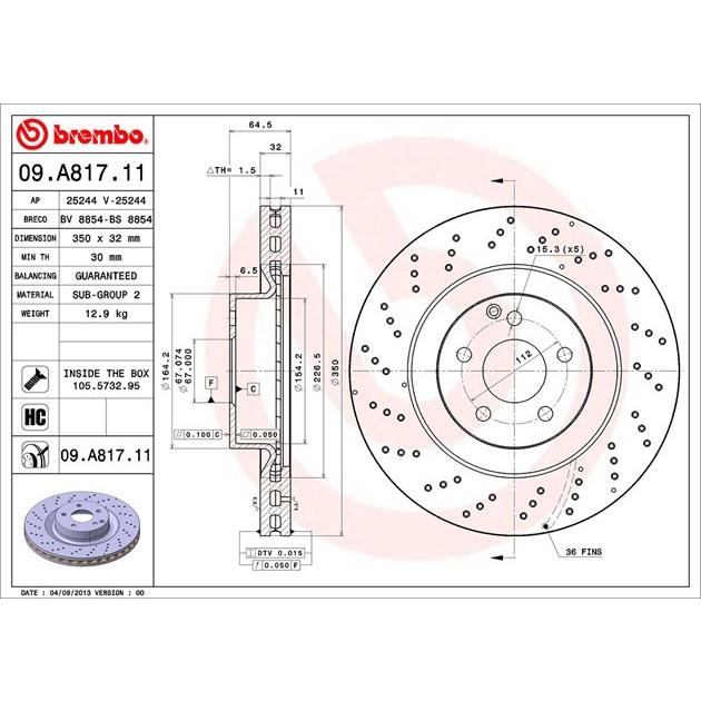 [BW汽材] BENZ W221 C216 R230 Brembo  原廠煞車碟盤 前盤 一組2片-細節圖3