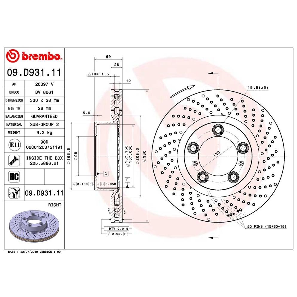 [BW汽材] Porsche boxster 981 Cayman 911 Brembo  原廠煞車碟盤 前盤 一組2片-細節圖2