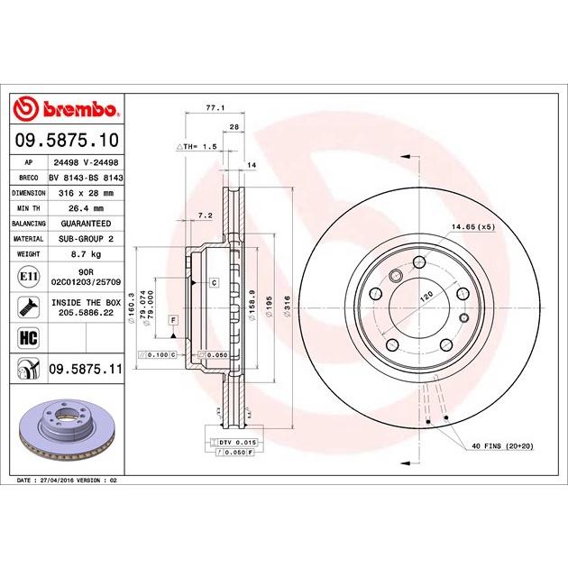 [BW汽材] BMW E38 Brembo  原廠煞車碟盤 前盤 一組2片-細節圖3