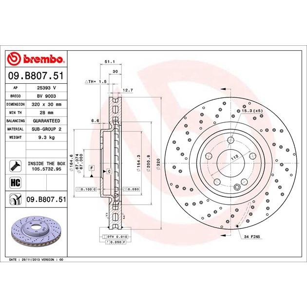 [BW汽材] BENZ W176 W246 W242 X156 Brembo  原廠煞車碟盤 前盤 一組2片-細節圖4
