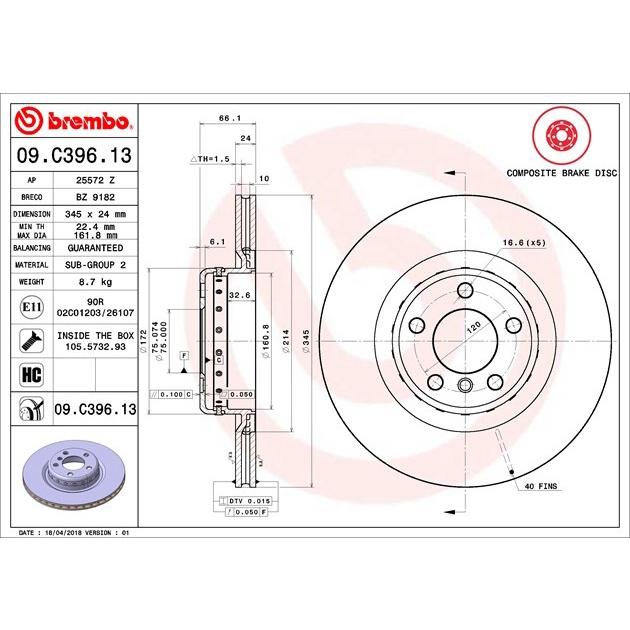 [BW汽材] BMW F20 F21 F22 F23 F30 F31 F32 Brembo 原廠煞車碟盤 後盤 一組2片-細節圖3