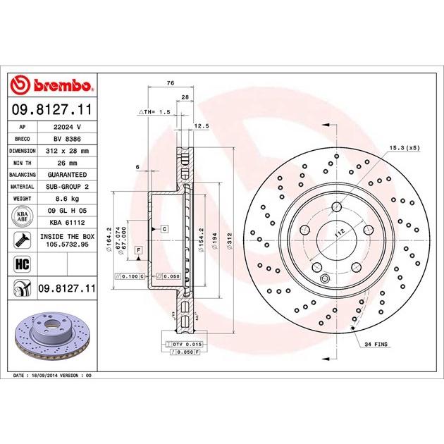 [BW汽材] BENZ W220 Brembo 打洞 原廠煞車碟盤 前盤 一組2片-細節圖3