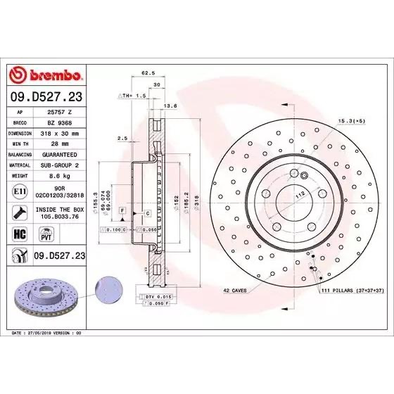 [BW汽材] BMW E60 Brembo  原廠煞車碟盤 前盤 一組2片-細節圖3