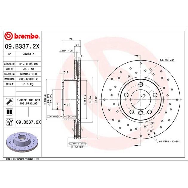 [BW汽材] BMW E84 E90 F20 F30 F32 Brembo XTRA 原廠煞車碟盤 前盤 一組2片-細節圖3