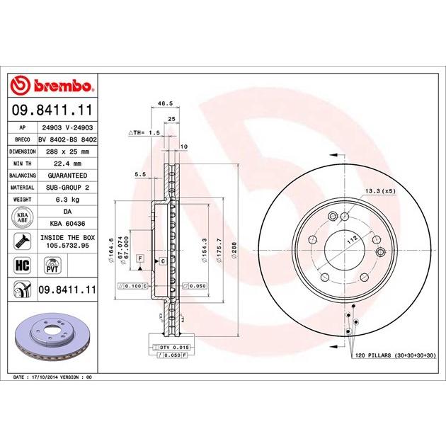 [BW汽材] BENZ W203 C209 R171 Brembo  原廠煞車碟盤 前盤 一組2片-細節圖3