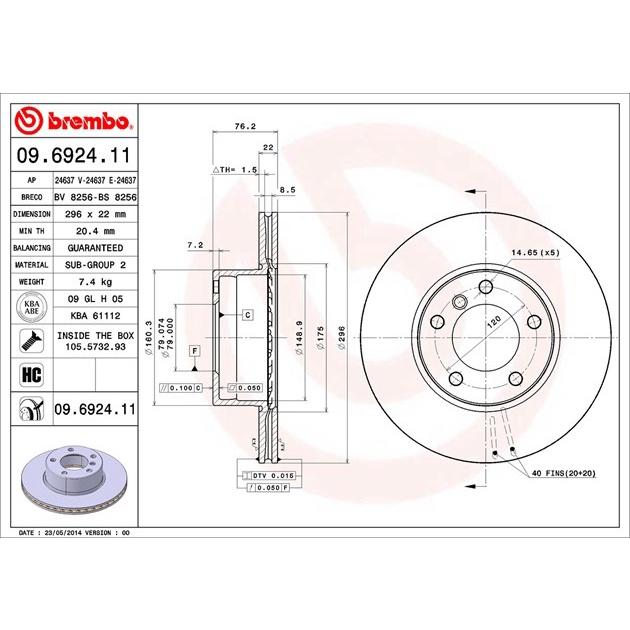 [BW汽材] BMW E39 Brembo 原廠煞車碟盤 前盤 一組2片-細節圖3