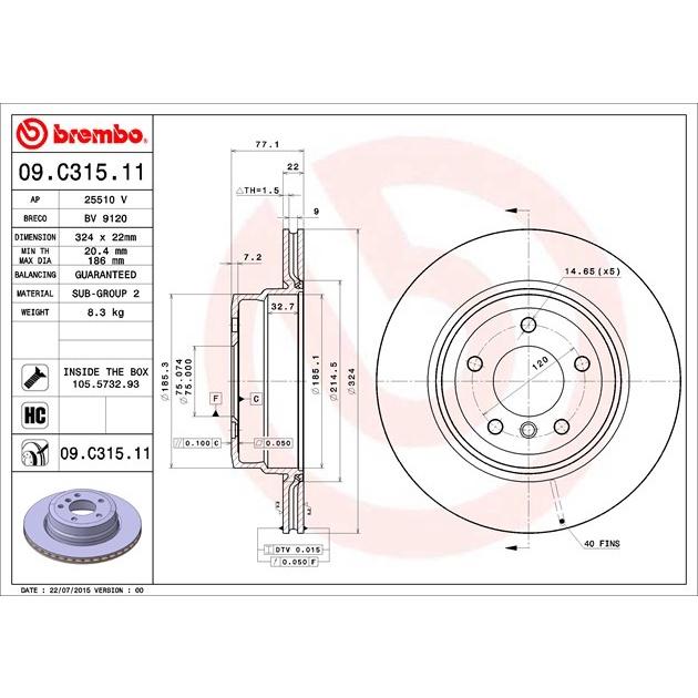 [BW汽材] BMW E82 E88 Brembo  原廠煞車碟盤 後盤 一組2片-細節圖3