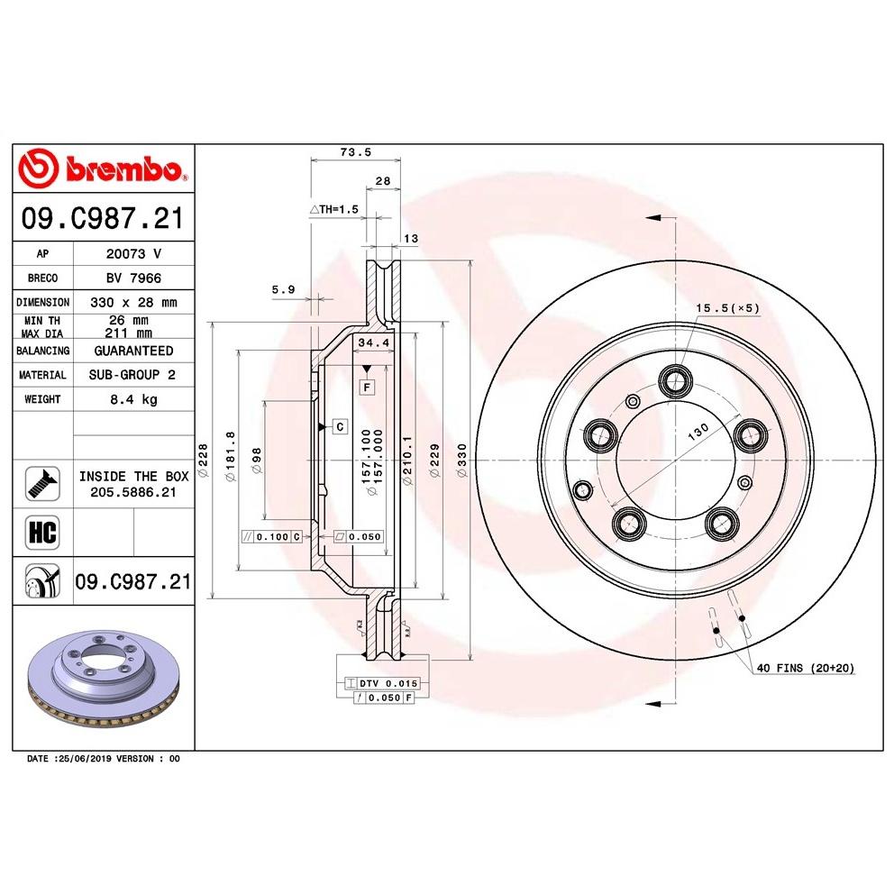 [BW汽材] Porsche 凱彥 Cayenne 9YA 9YB Brembo  原廠煞車碟盤 後盤 一組2片-細節圖3