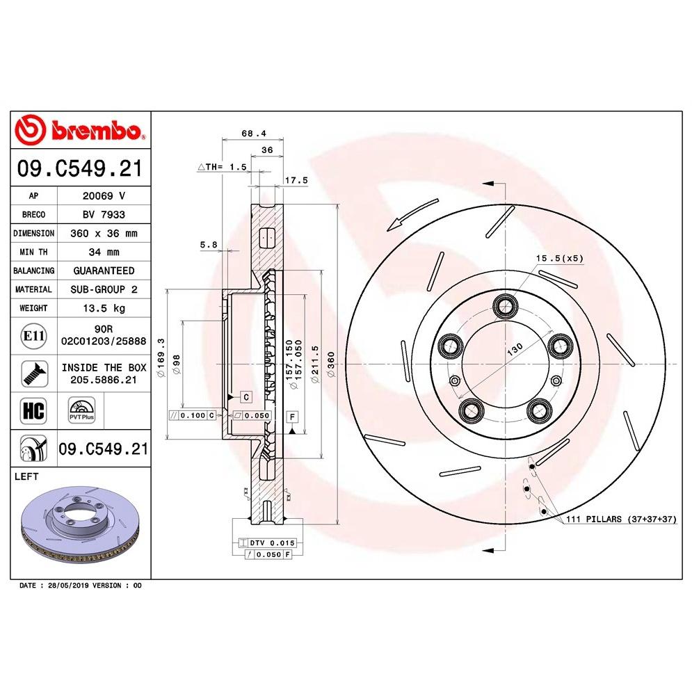 [BW汽材] Porsche Panamera 970 Brembo 原廠煞車碟盤 前盤 一組2片-細節圖3