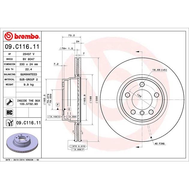 [BW汽材] BMW F22 F23 F30 F32 F34 F36 Brembo 原廠煞車碟盤 前盤 一組2片-細節圖3
