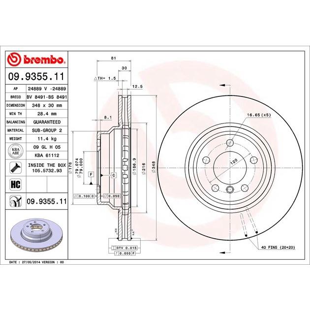 [BW汽材] BMW E65 E66 E67 Brembo  原廠煞車碟盤 前盤 一組2片-細節圖3