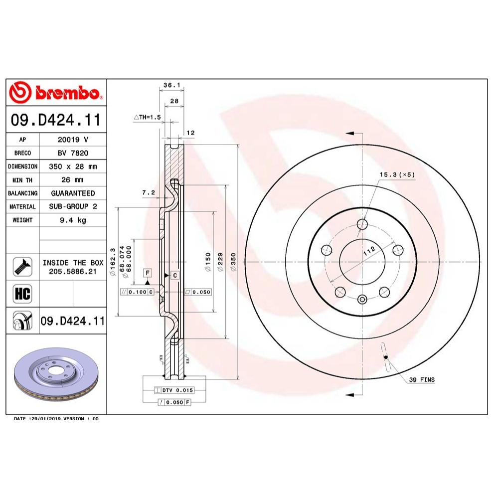 [BW汽材] AUDI A6 A7 A8L Q7 Q8 Brembo 原廠煞車碟盤 後盤 一組2片-細節圖4