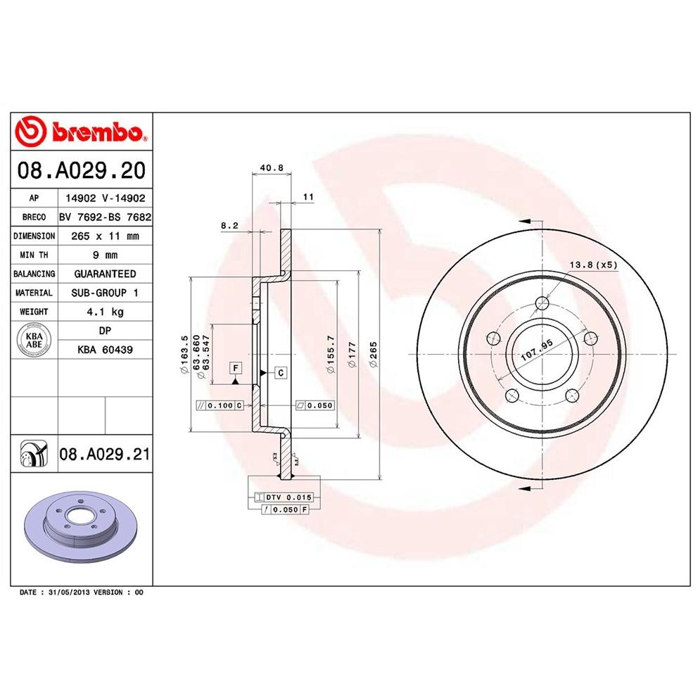 [BW汽材] 福特 FORD FOCUS 1.8 Brembo  原廠煞車碟盤 後盤 一組2片-細節圖2