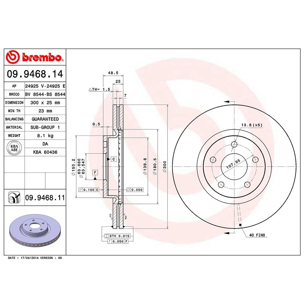 [BW汽材] 福特 FORD FOCUS 1.8 Brembo  原廠煞車碟盤 前盤 一組2片-細節圖2