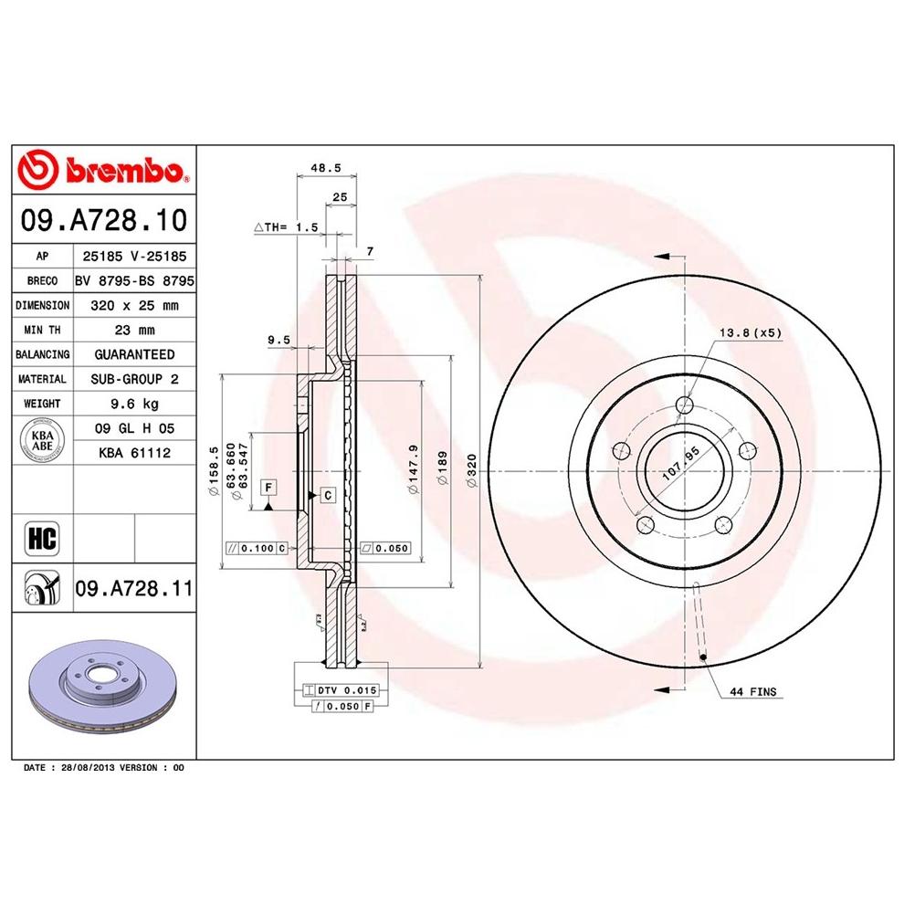 [BW汽材] 福特 FORD KUGA 2.0 320面 Brembo 原廠煞車碟盤 前盤 一組2片-細節圖2