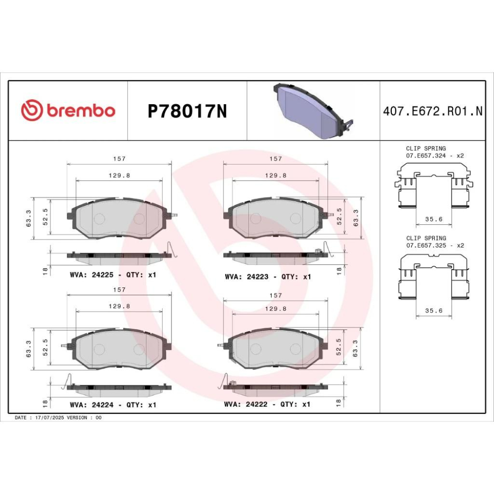 [BW汽材] SUBARU FORESTER森林人 OUTBACK IMPREZA Brembo 陶瓷前來令片煞車皮-細節圖2