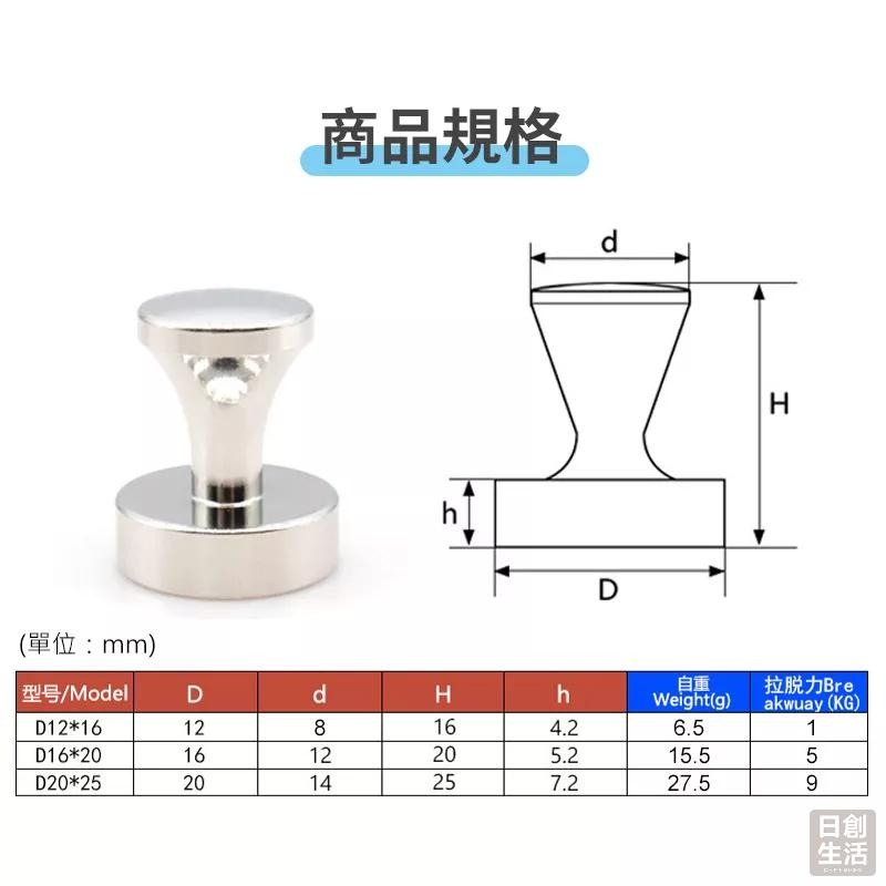 強力磁吸圖釘 金屬磁圖釘 磁鐵 金屬磁釘 強力磁鐵 冰箱磁鐵 白板磁鐵 辦公用品 磁扣 防摔 圖釘 日創生活-細節圖8