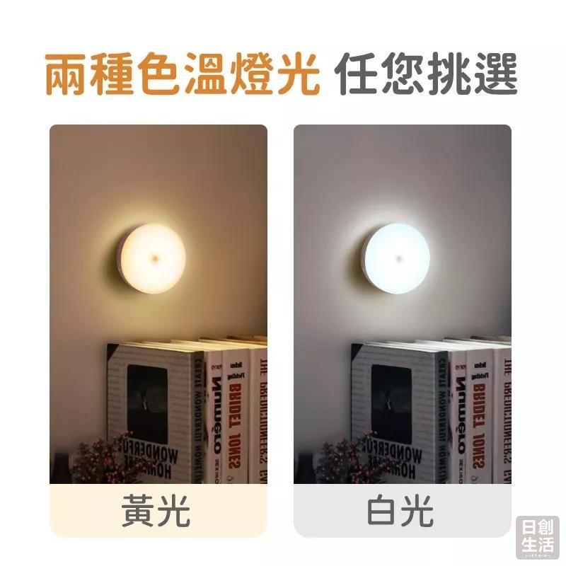 磁吸感應燈 USB充電 圓形充電感應燈 人體感應燈 LED感應燈 小夜燈 走廊燈 櫥櫃燈 氛圍 日創生活-細節圖2