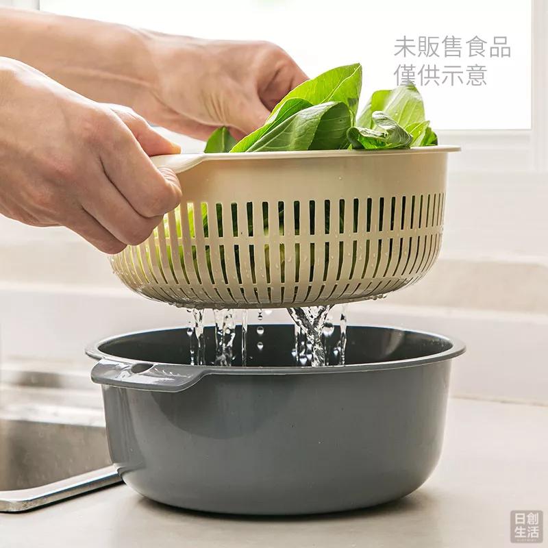 蔬果洗菜 瀝水籃 洗菜籃 洗菜盆 水果籃 收納籃 水果盆 瀝水盆 濾水籃 蔬果盆 日創生活-細節圖2
