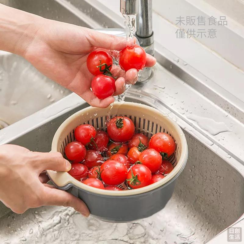 蔬果洗菜 瀝水籃 洗菜籃 洗菜盆 水果籃 收納籃 水果盆 瀝水盆 濾水籃 蔬果盆 日創生活-細節圖3