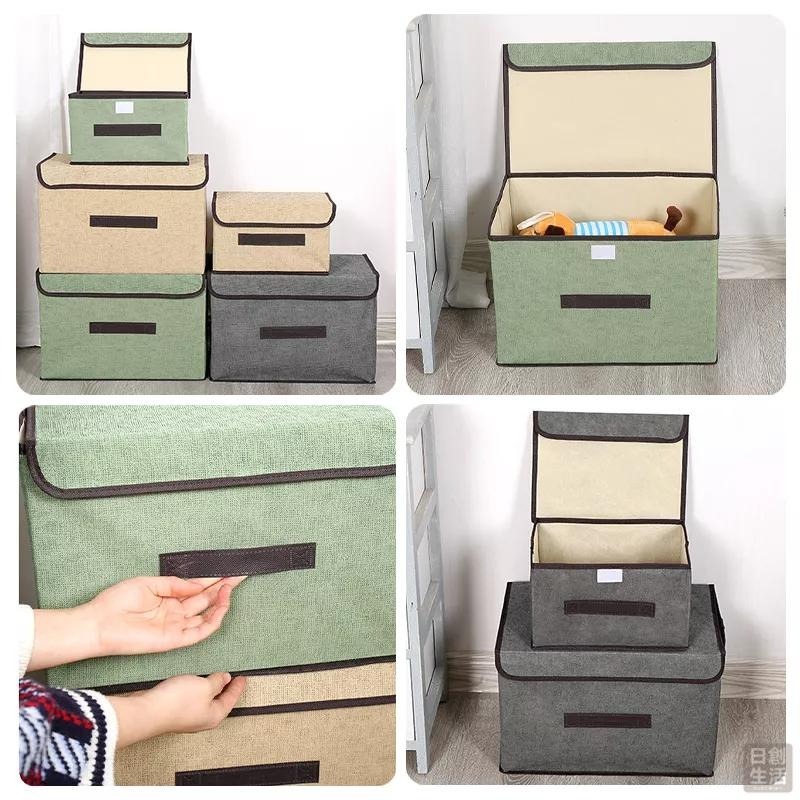 可摺疊 棉麻收納盒 折疊收納箱 不織布 收納籃 收納箱 收納盒 儲物箱 衣櫥收納 日創生活-細節圖6