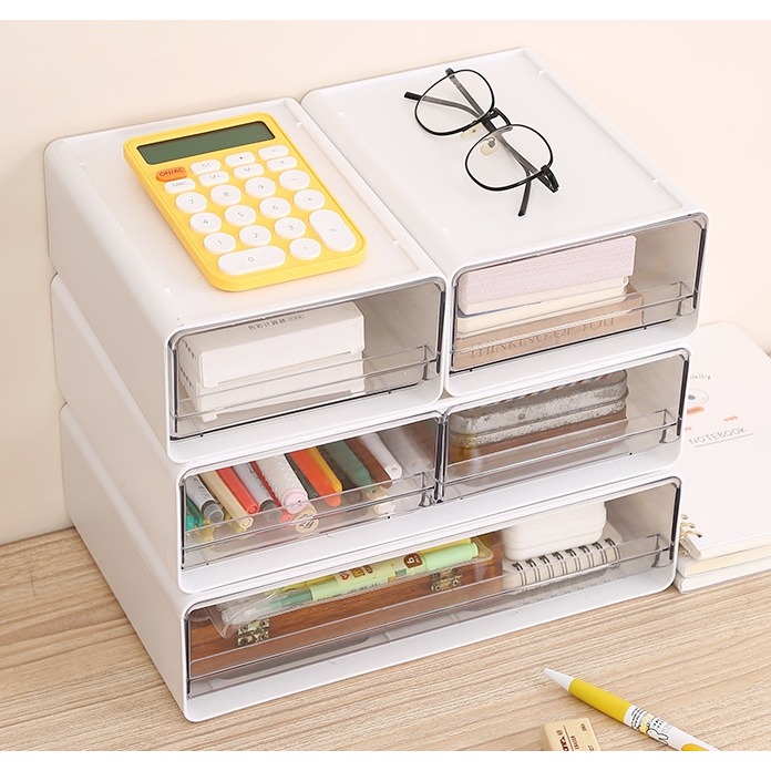 無印風 桌上透明抽屜盒 桌上收納盒 化妝品收納 抽屜櫃 透明抽屜式 收納盒 桌上收納 收納櫃 日創生活-細節圖7