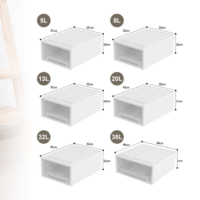 無印風 抽屜收納盒 5L/8L/13L/20L 可疊加 收納箱 收納盒 收納櫃 置物盒 抽屜櫃 日創生活-細節圖7