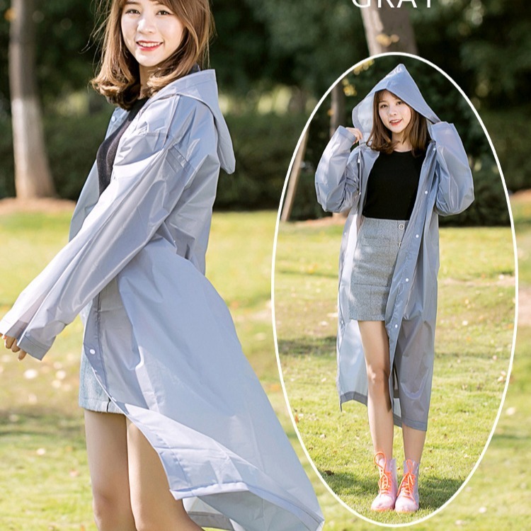 輕便雨衣 EVA環保材質 均碼 果凍雨衣 加厚衣料 透明雨衣 防風衣 可重複使用 雨具 灰色雨衣 日創生活-細節圖3
