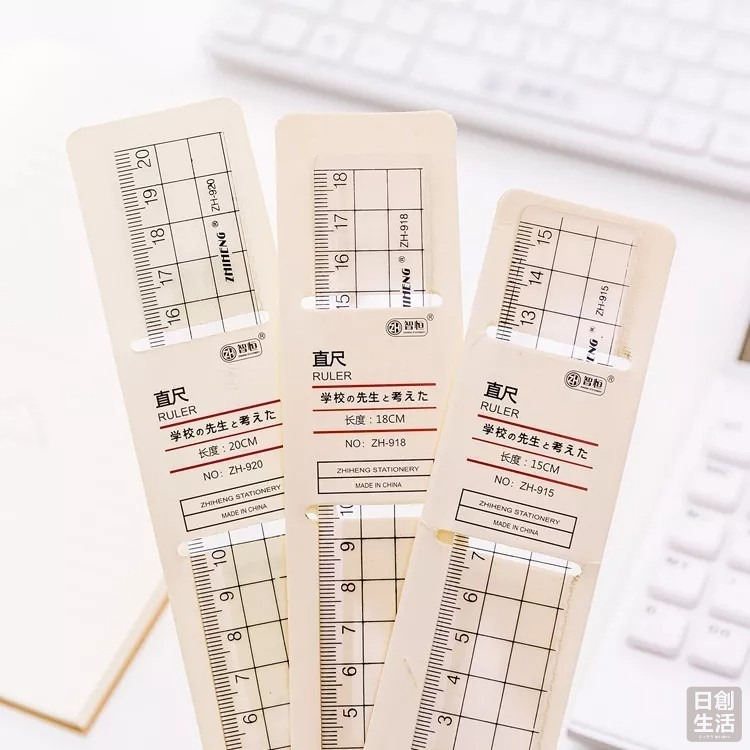 無印風直尺套組 格子 直尺 角度尺 量角器 開學 直尺套尺四件套 三角板 量角器 學生尺子 學習文具用品-細節圖2