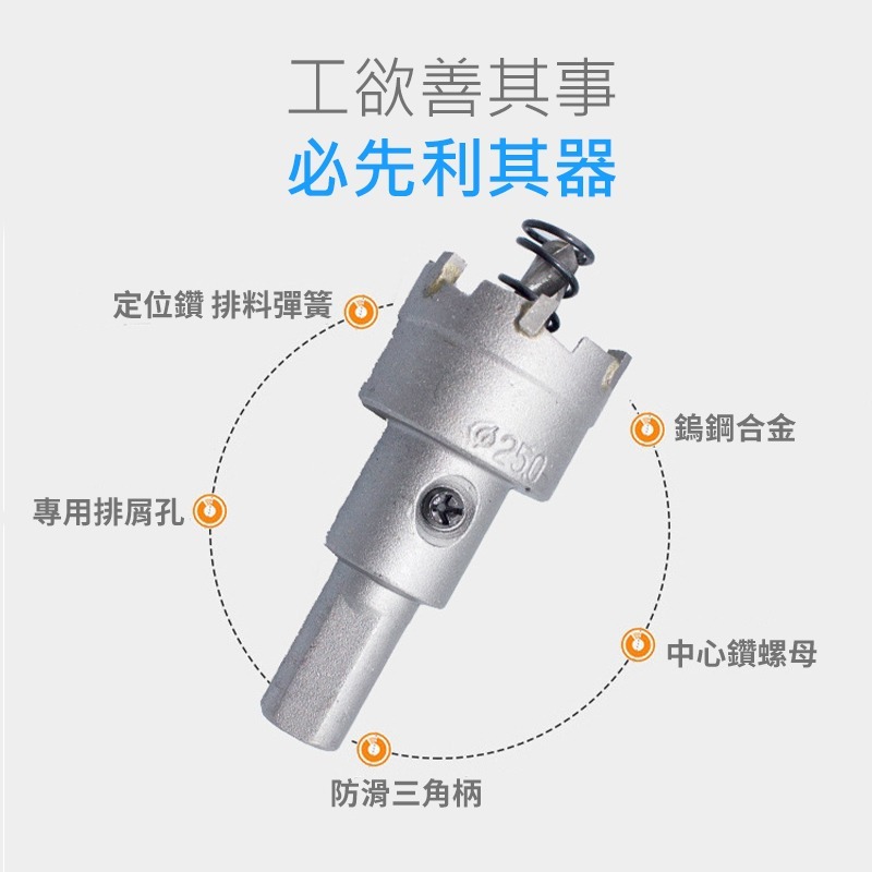 鎢鋼合金開孔器 圓穴鑽 15-100mm 金屬開孔器 穴鑽 鑽孔器 開孔鑽頭 洗孔鑽頭 鑽孔 挖孔-細節圖2