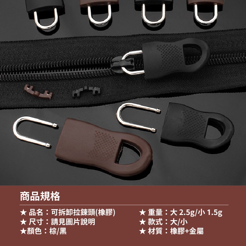 可拆卸拉鍊頭 拉鍊頭 拉鏈 萬用拉鍊 萬能拉鏈頭 拉片 拉頭 金屬拉鍊 活動多功能拉片 拉鍊繩-細節圖6
