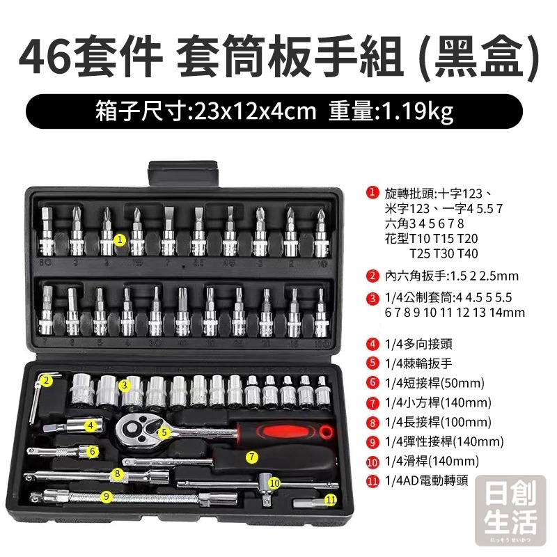 套筒板手組 套筒 板手 套筒工具組 套筒組 板手工具組 板手組 工具組 手工具組  日創生活-細節圖8