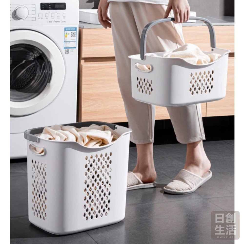 手提洗衣籃<小號>洗衣籃 大洗衣籃 小洗衣籃 衣籃 髒衣籃 衣物籃 手提籃 棉麻收納籃 收衣籃 日創生活-細節圖6