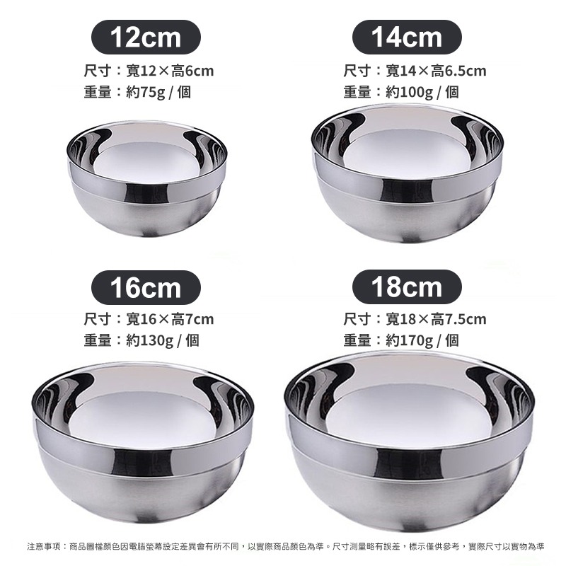 不鏽鋼碗 304不銹鋼 白金碗 隔熱碗 防燙碗 雙層碗 白鐵碗 不銹鋼碗 廚具 廚房用品 碗盤器皿-細節圖3