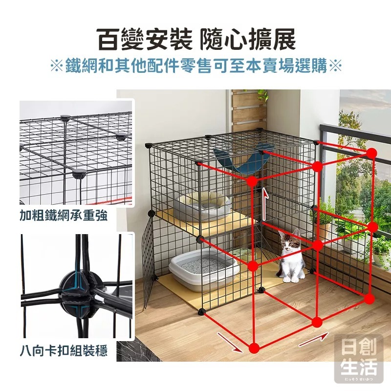 【宅配限定】組合式寵物貓籠 兔籠 寵物籠 DIY組合 組合柵欄 隔板 貓咪籠子 網片 貓舍 籠子 鐵籠 圍欄 寵物箱-細節圖3