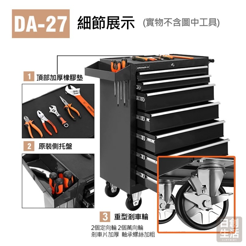 【宅配限定】綠林 工具櫃 維修推車 汽修工具車 搶修必備神器 多功能維修車 抽屜式移動工具 日創生活-細節圖6