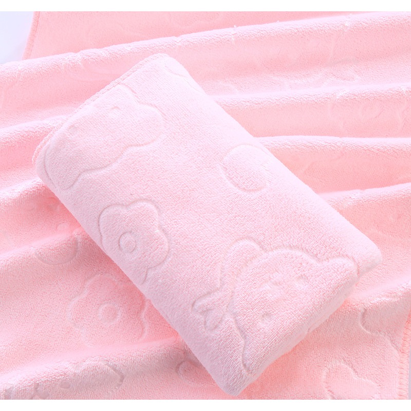 印花浴巾 小熊浴巾 超細纖維壓花 浴巾 可愛圖案 毛巾 空調被-細節圖2