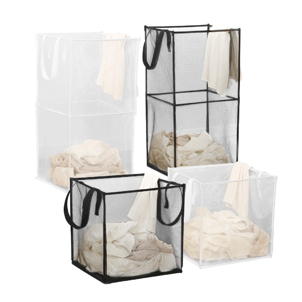 可折疊洗衣籃 通風透氣 快速摺疊 摺疊式洗衣籃 通風透氣 洗衣籃 置物藍 髒衣籃 折疊籃 細網收納籃-細節圖2