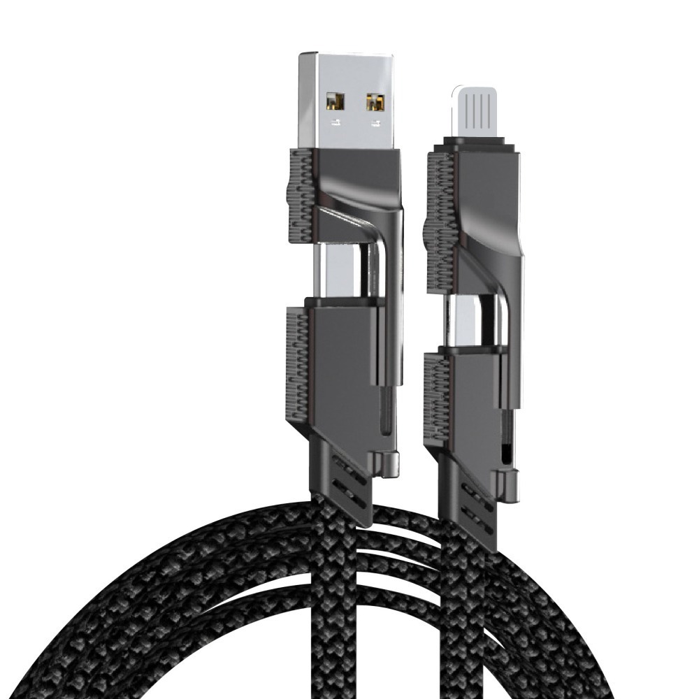 機甲風 四合一快充線 100W PD快充線 充電線 Type-C 2拖2 USB傳輸線 適用安卓-細節圖2