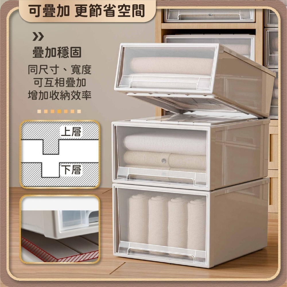 【宅配限定】日式可疊加 抽屜收納箱 70L 透明抽屜收納盒 大容量 抽屜式收納盒 抽屜收納櫃 辦公室整理盒 衣服收納箱-細節圖4