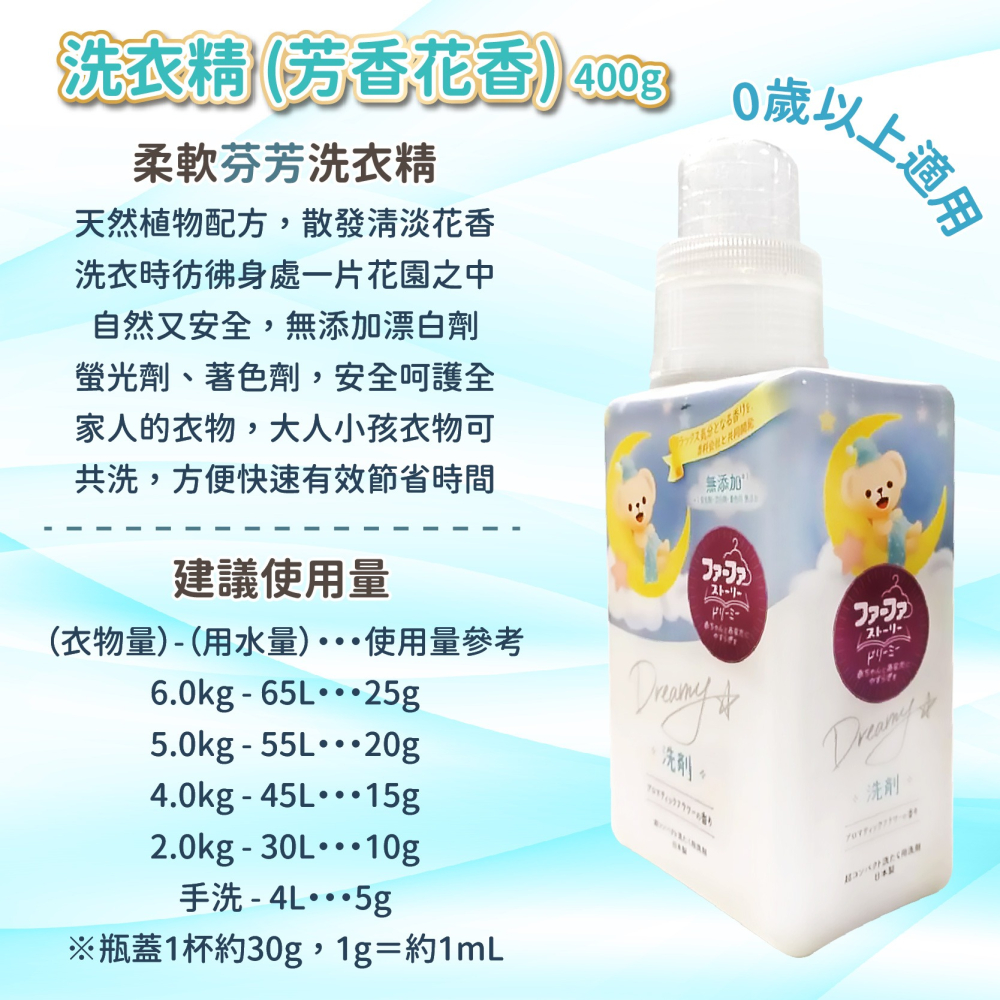 日本 熊寶貝Dreamy 洗衣精 柔軟精 芳香花香 補充包 NS FaFa 柔軟劑 繪本系列 洗衣劑-細節圖3