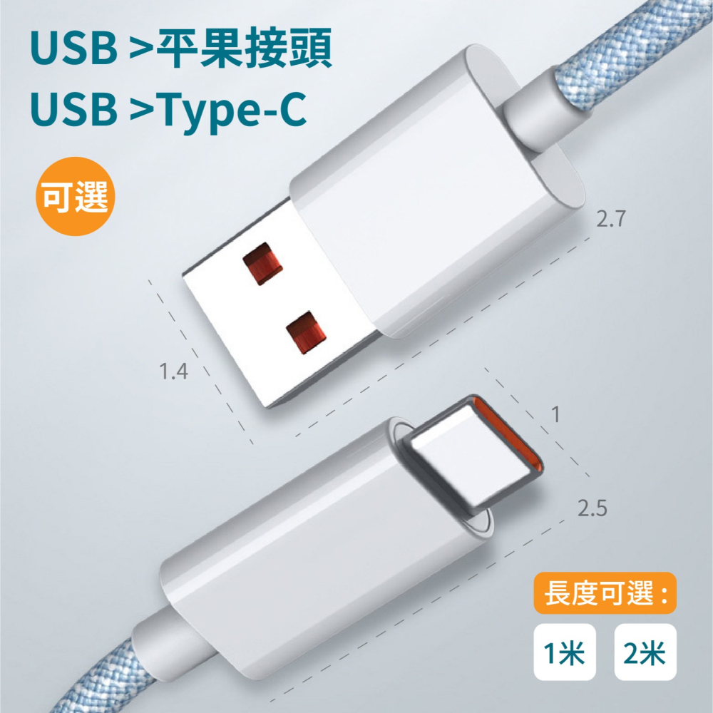 加粗 編織快充線 USB-A Type-C PD快充線 平果充電線 傳輸線-細節圖8