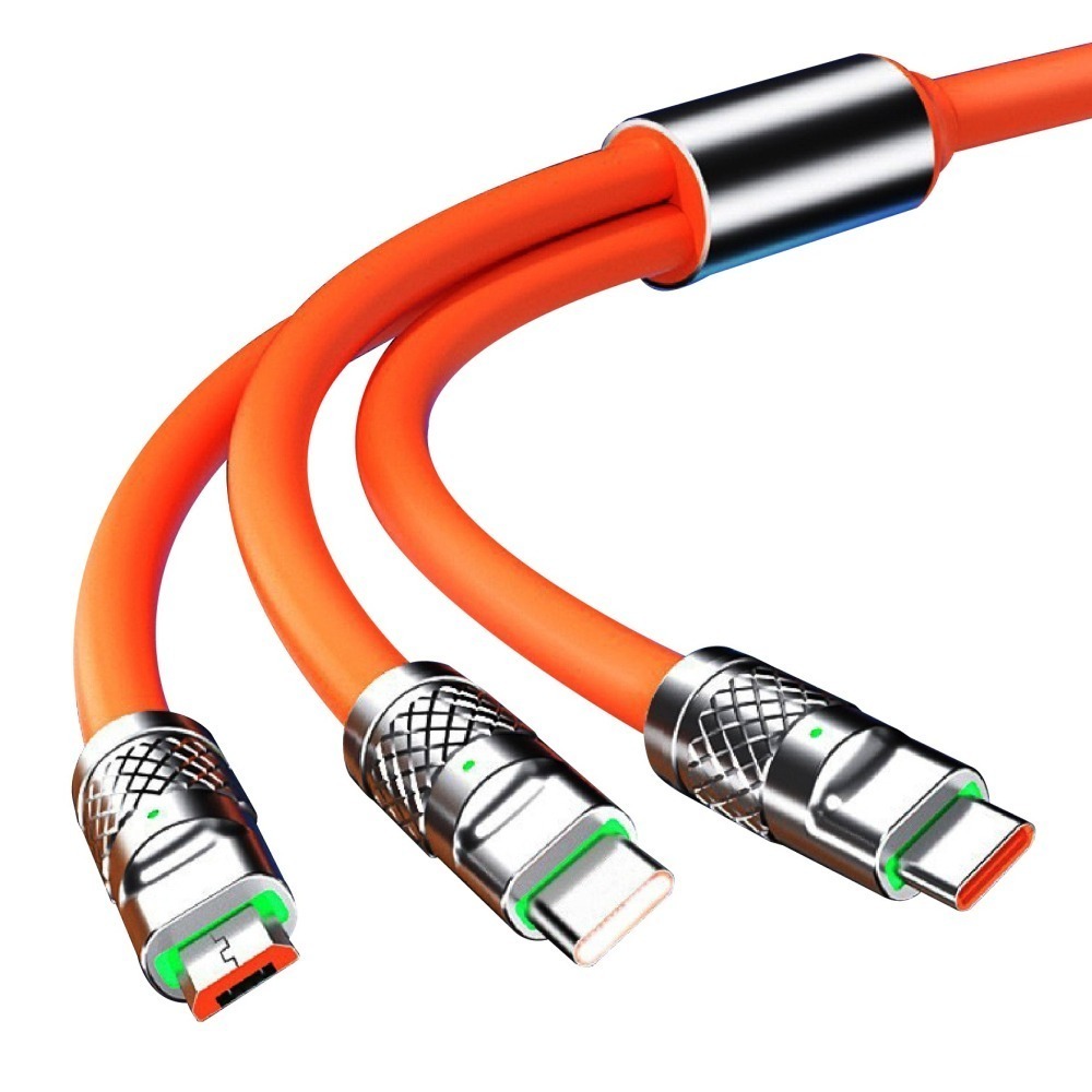 鋁合金加粗充電線 三合一快充線 一拖三數據線 平果充電線 傳輸線 機客線 適用於安卓 type-c-細節圖2