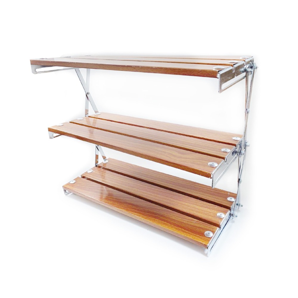 折疊仿木紋層架 可折疊 便攜式 戶外三層置物架 露營野餐 收納架 野炊架 露營置物架 儲物架-細節圖5