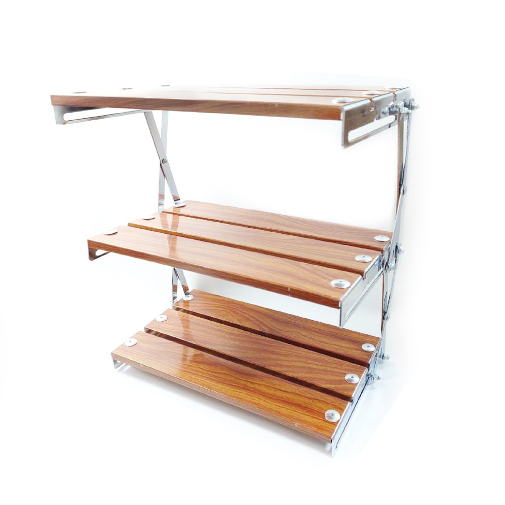 折疊仿木紋層架 可折疊 便攜式 戶外三層置物架 露營野餐 收納架 野炊架 露營置物架 儲物架-細節圖6