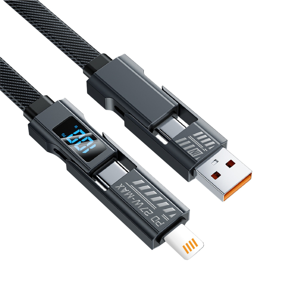 數顯 機甲四合一100W 充電線 1米/2米 四合一充電線 4合1充電線 充電線 數據線 2拖2-細節圖2