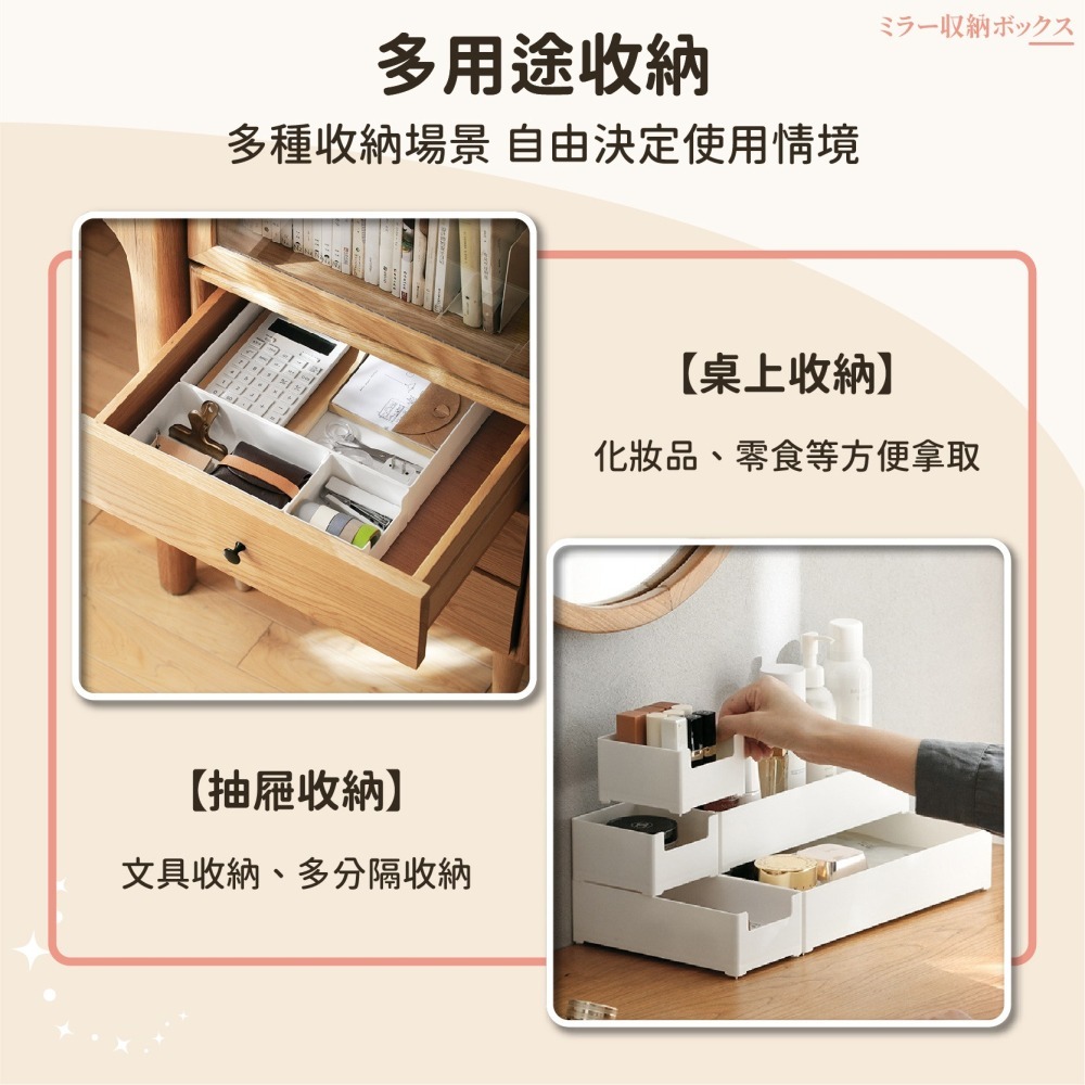 可疊加 鏡櫃收納盒 收納置物盒 桌面收納盒 文具收納 香水收納 化妝刷收納 口紅首飾整理盒 置物盒-細節圖6