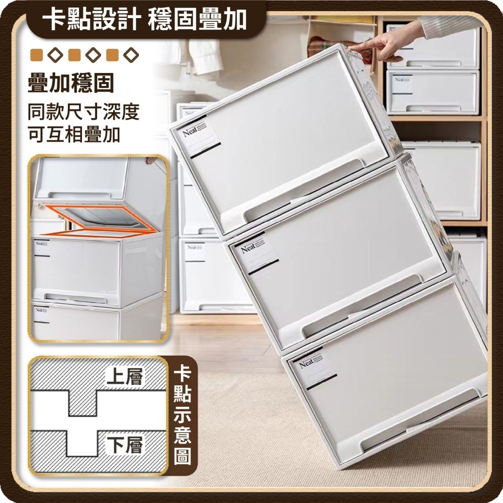 抽屜收納箱 可疊加 70L 衣櫥收納箱 衣櫃收納箱 抽屜收納櫃 抽屜收納盒 整理盒 衣服收納箱-細節圖3